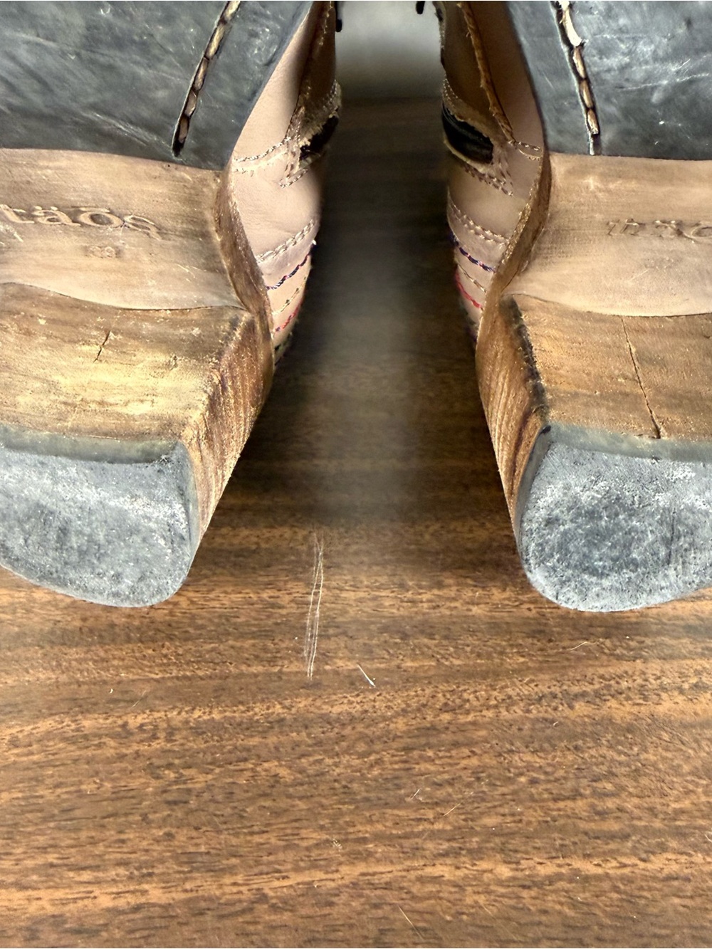 Taos Fab Combat Boots 39 US 8-8.5 Tan Chunky Heels Gorpcorp Granola Boho Leather - Picture 10 of 12